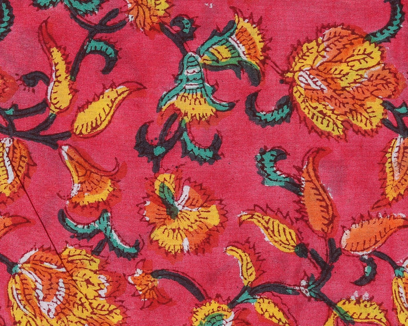 Exclusive Hand Block Floral Jaal Print Pure Cotton Suits with Mulmul Dupatta (PRMUL117)