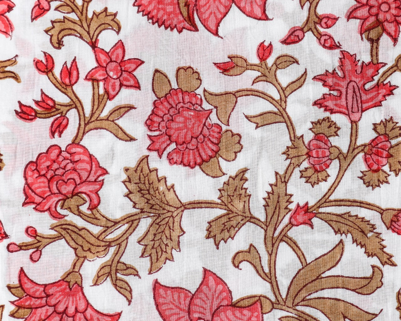 Shop Unstitched Hand Block Print Pure Cotton Suits with Mulmul Dupatta (PRMUL178)