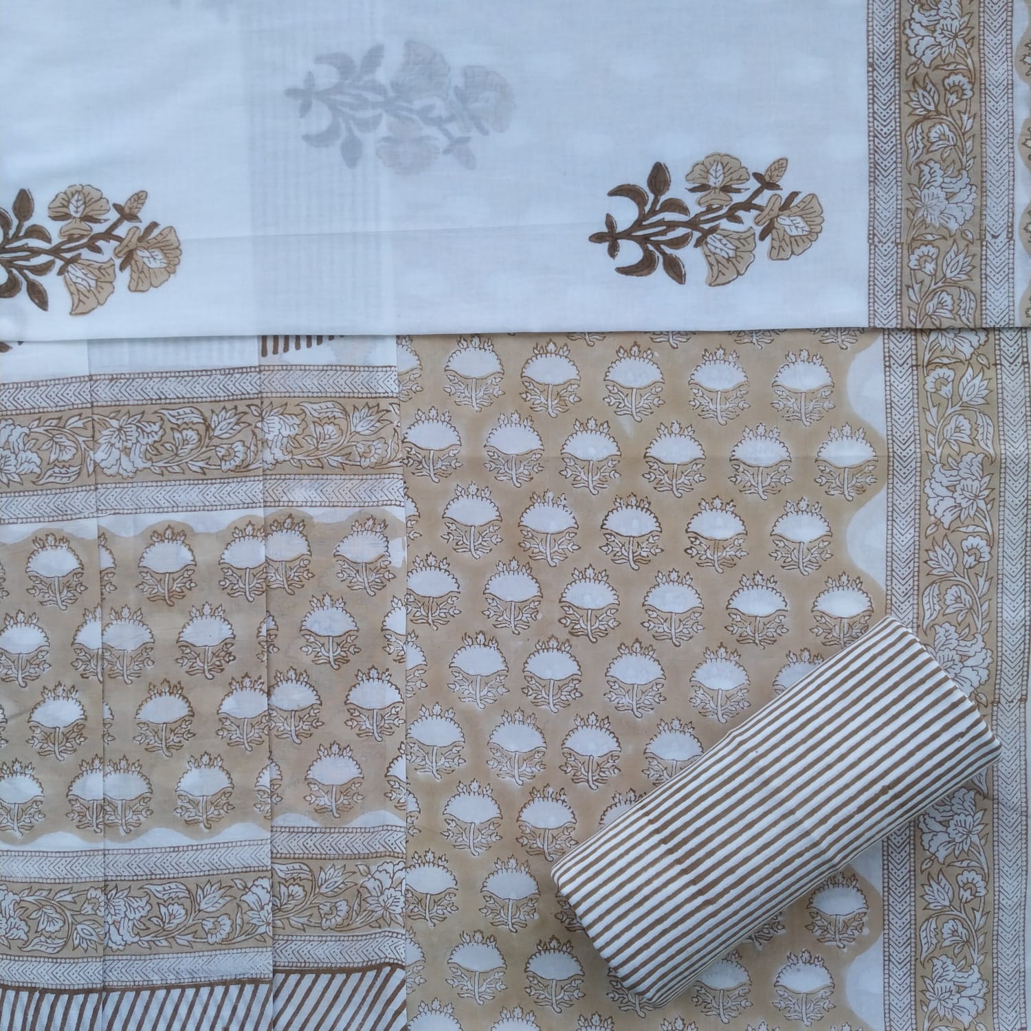 Shop cotton suit set with mulmul dupatta (PRMUL267)
