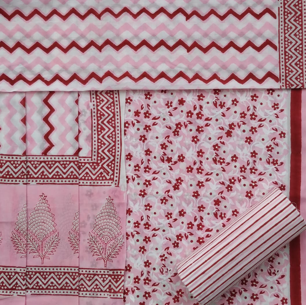 Shop unstitched cotton dupatta suit sets in jaipur (PRMUL320)