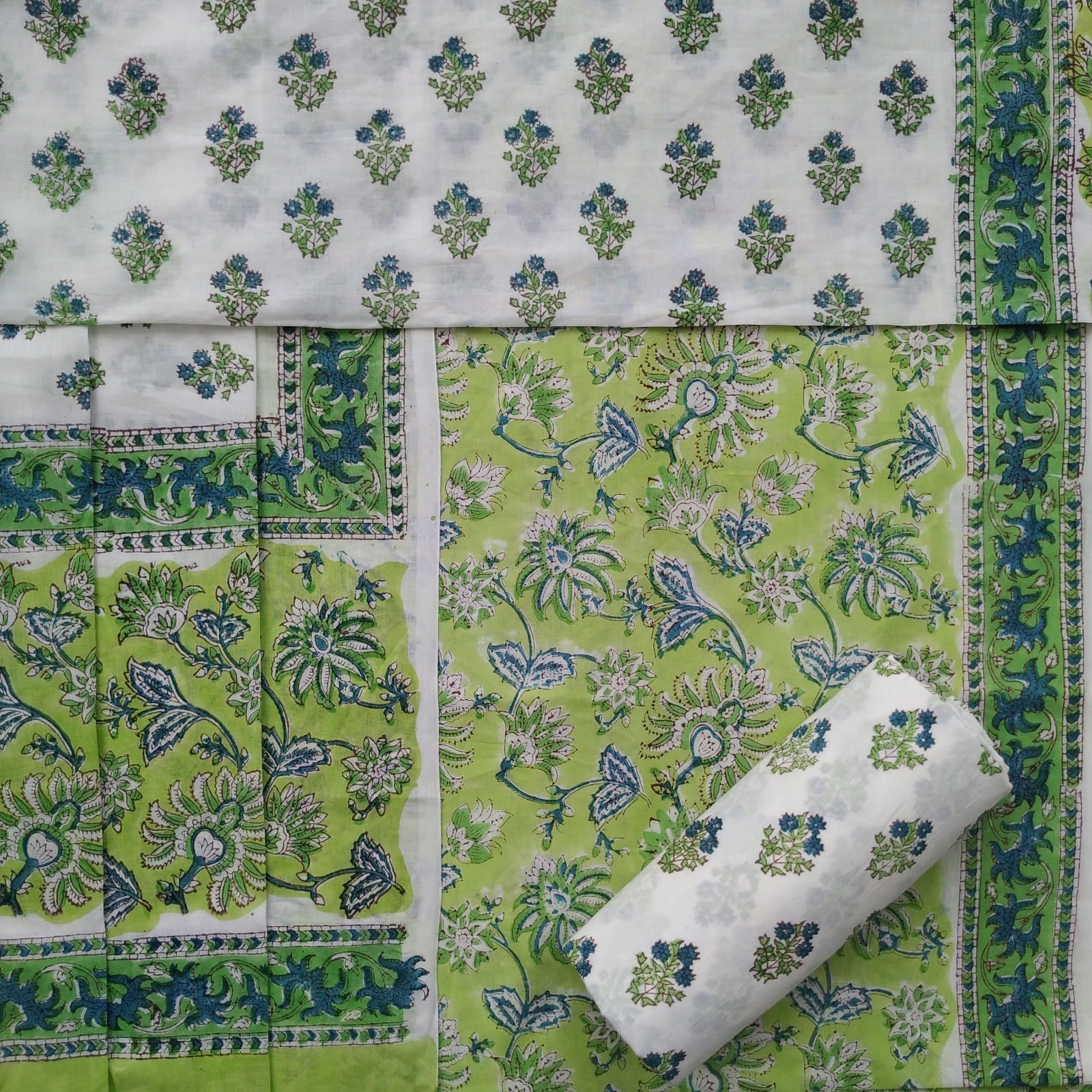 Shop unstitched cotton suit sets with mulmul dupatta (PRMUL350)