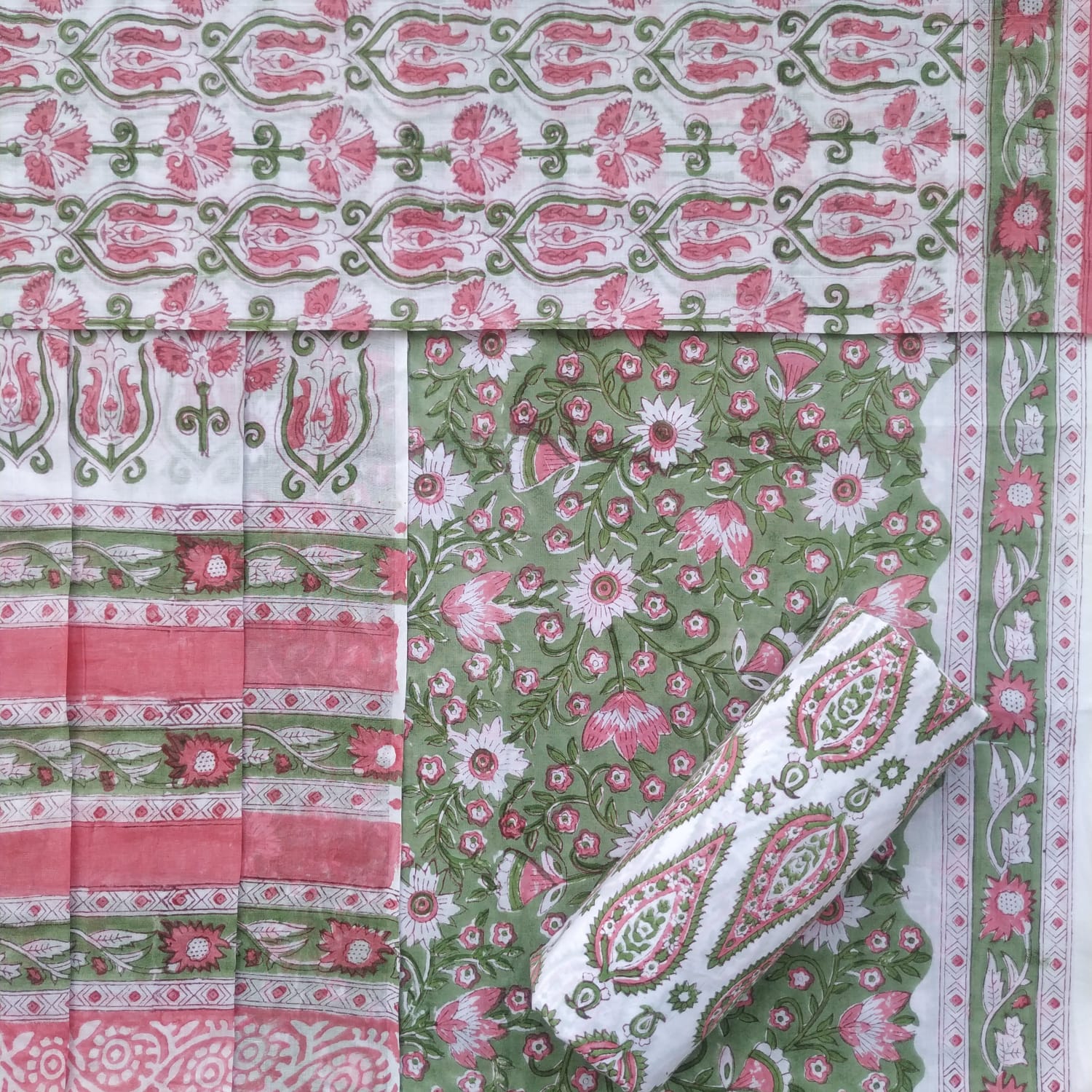 New Arrivals: Hand Block Print Pure Cotton Mulmul Suits (PRMUL35) - ShalviFashion