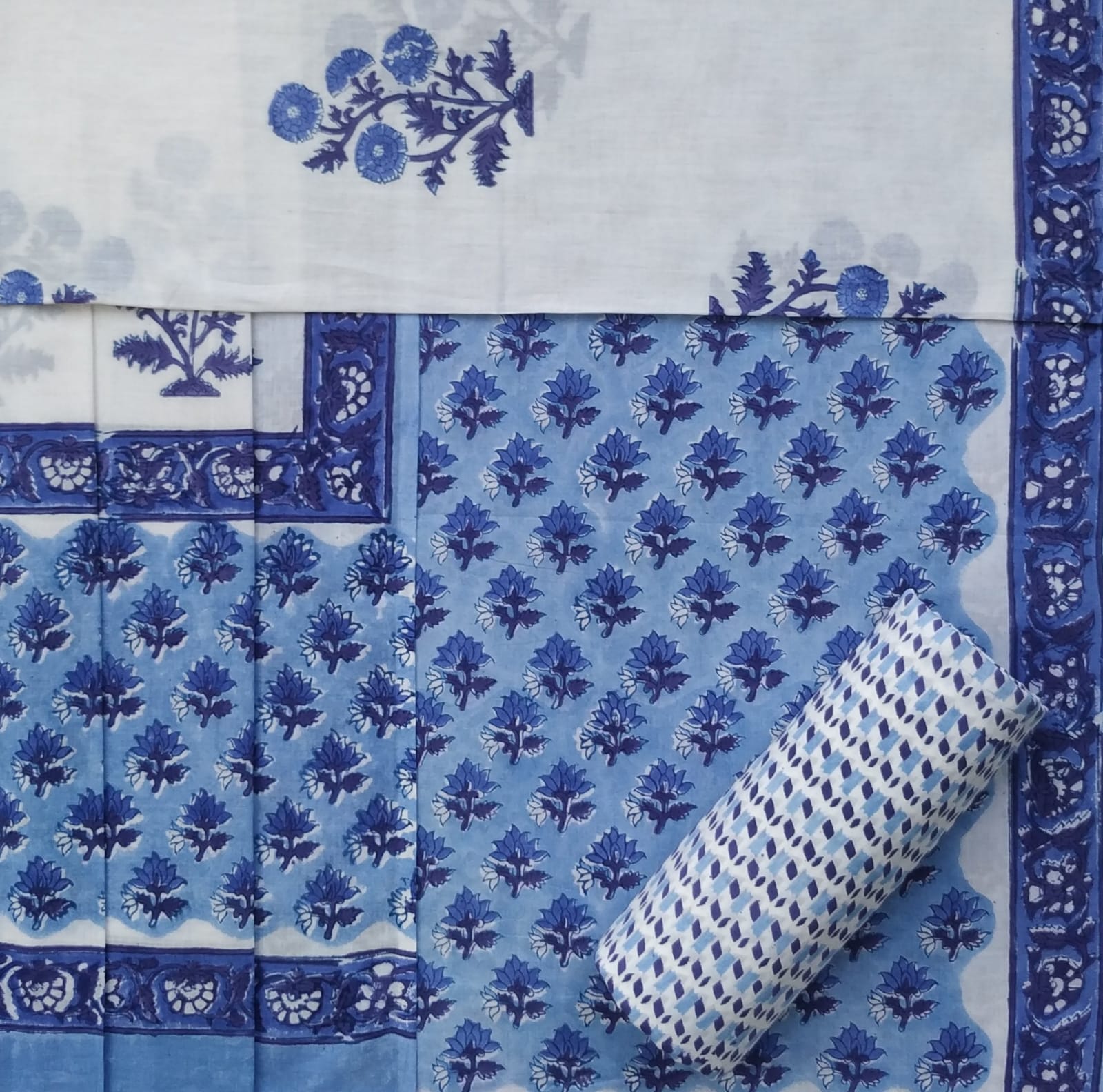 Shop unstitched cotton suit sets with mulmul dupatta (PRMUL361)