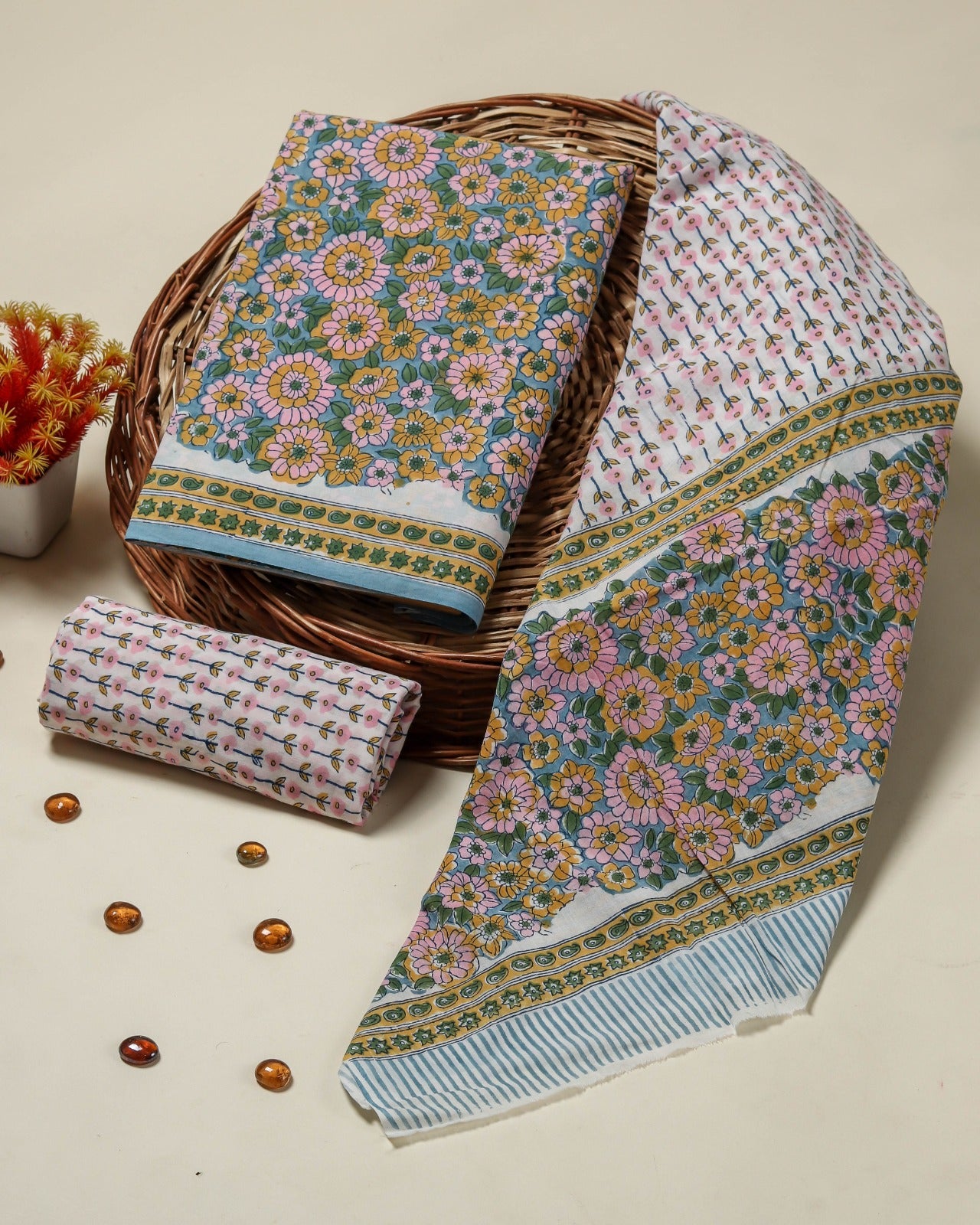 Shop mulmul dupatta cotton suits online (PRMUL428)