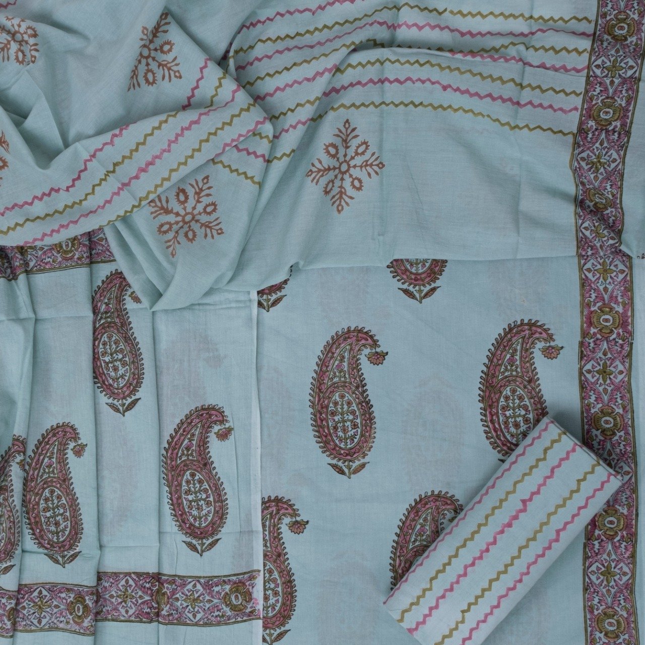 Summery Pure Cotton Suits with Mul Dupatta (PRMUL49) - ShalviFashion