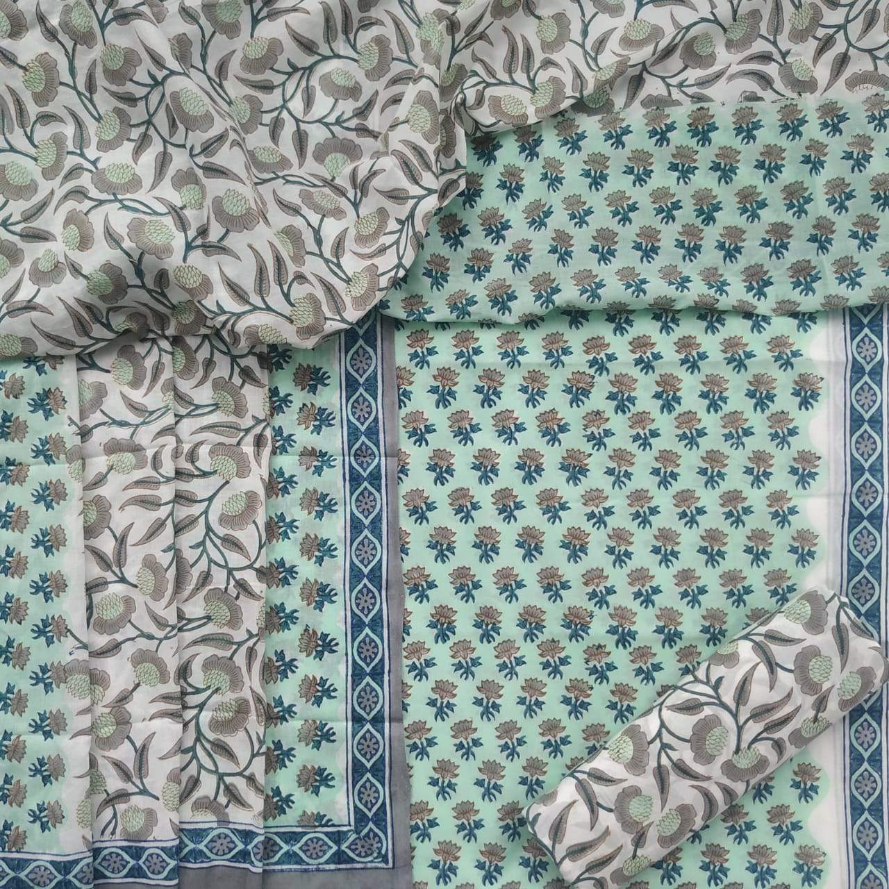 Shop Unstitched Pure Cotton Suits online with Mulmul Dupatta (PRMUL76)