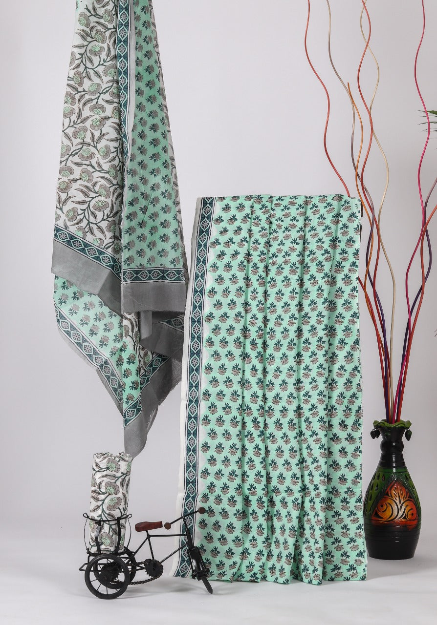 Shop Unstitched Pure Cotton Suits online with Mulmul Dupatta (PRMUL76)