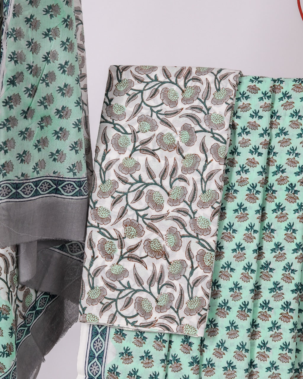 Shop Unstitched Pure Cotton Suits online with Mulmul Dupatta (PRMUL76)