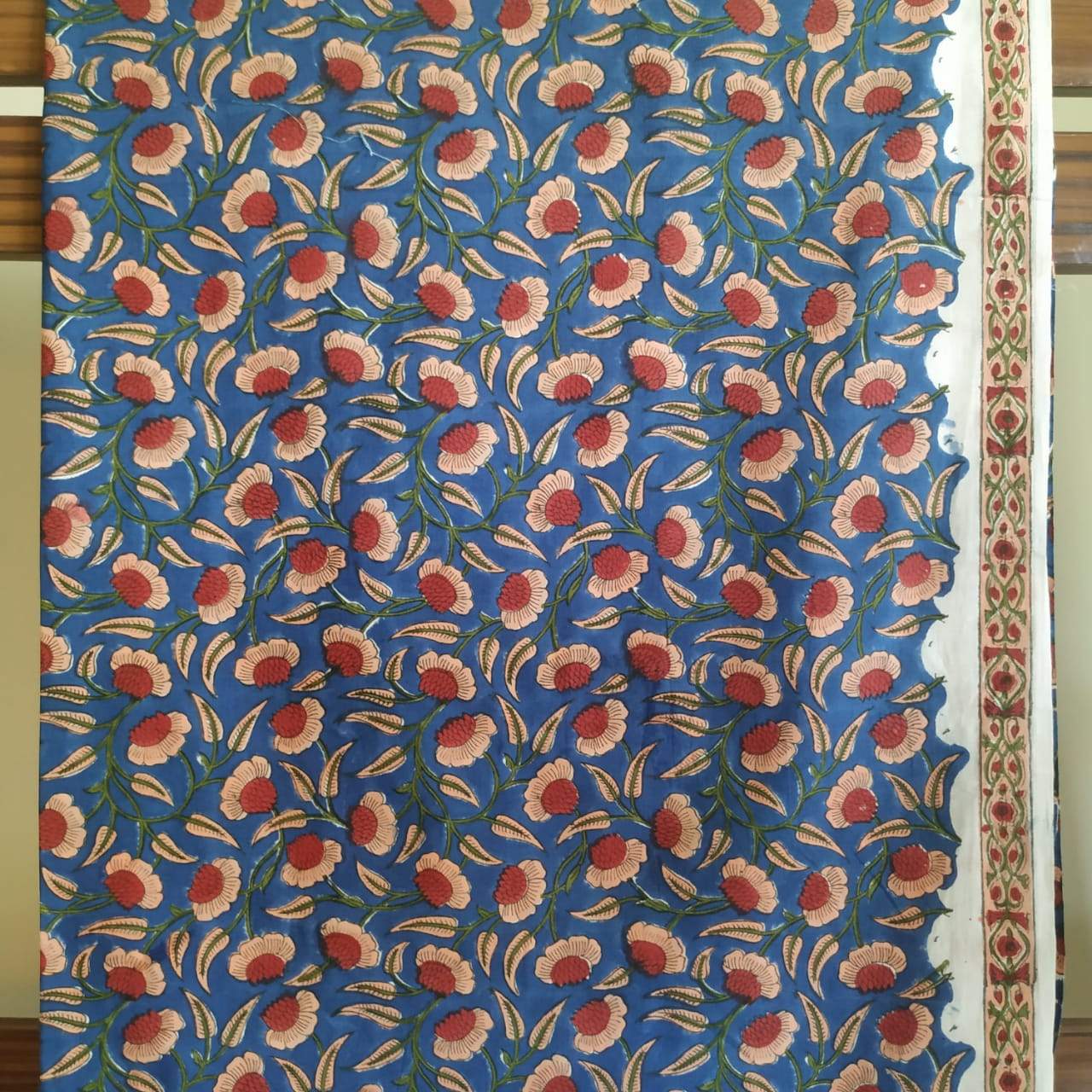 Shop Unstitched Hand Block Print Pure Cotton Suits with Mulmul Dupatta (PRMUL89)