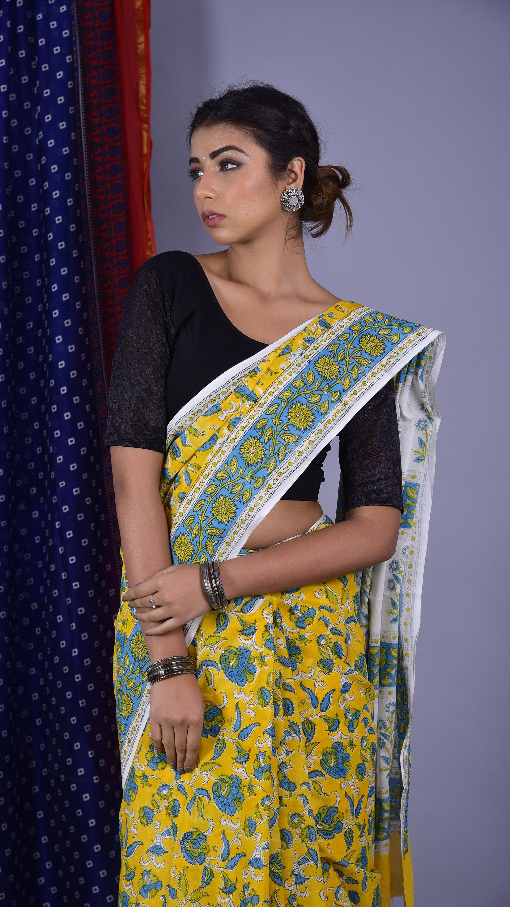 Handcrafted Yellow and Green Jaal Saree - ShalviFashion