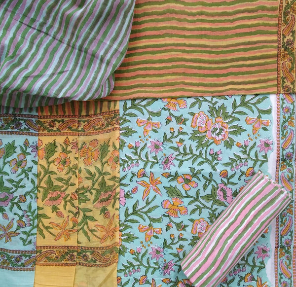 Summer Collection: Hand Block Print Pure Cotton Suits (PRMUL31) - ShalviFashion