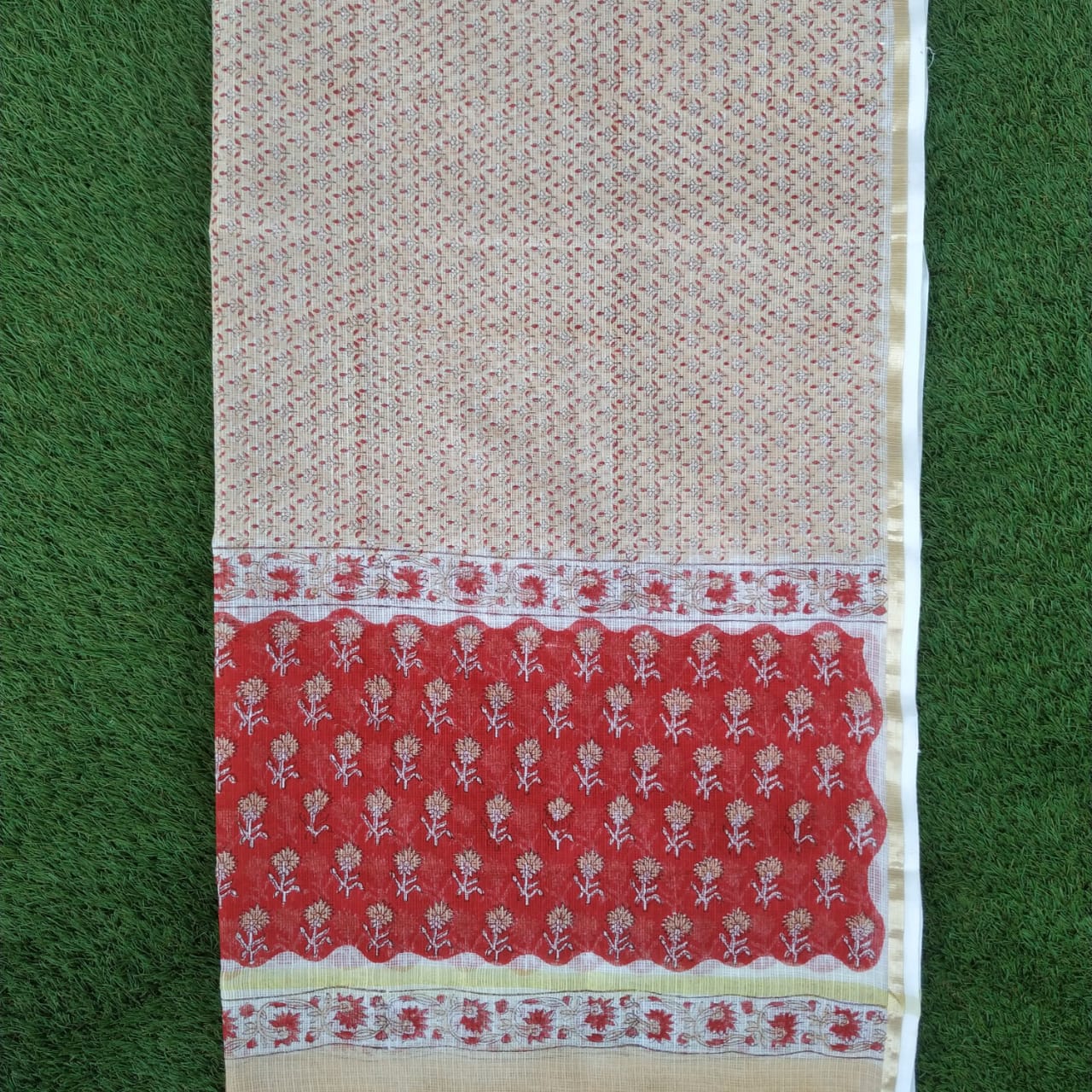 Shop Unstitched Hand Block Print Pure Cotton Suits with Kota Doria Dupatta (T3CKD338)