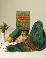 Shop Unstitched Hand Block Print Chanderi Silk Suit sets online (TCHA282)
