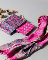 Shop Unstitched Chanderi Dress Material with Chanderi Silk Dupatta (TCHA298)
