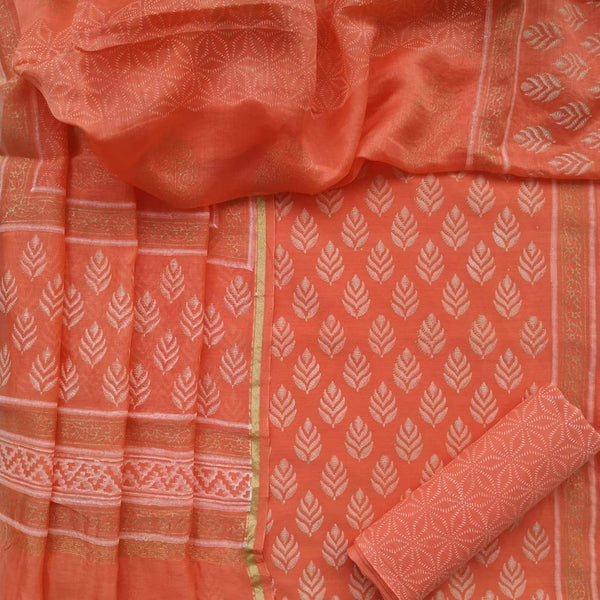 shop unstitched chanderi silk suit set