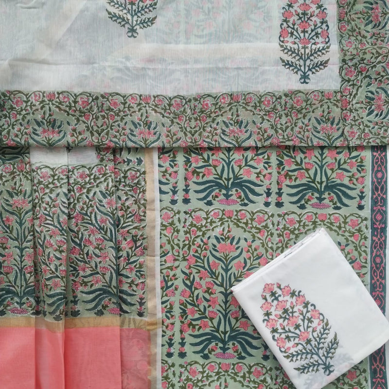 Shop Hand Block Print Pure Cotton Suit with Premium Chanderi Silk Dupatta (TCHD75)