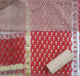 Shop Unstitched Hand Block Print Pure Cotton Suits with Organza Dupatta (TORG89)
