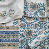 Shop Unstitched Hand Block Print Pure Cotton Suits with Mulmul Dupatta (TPRMUL164)