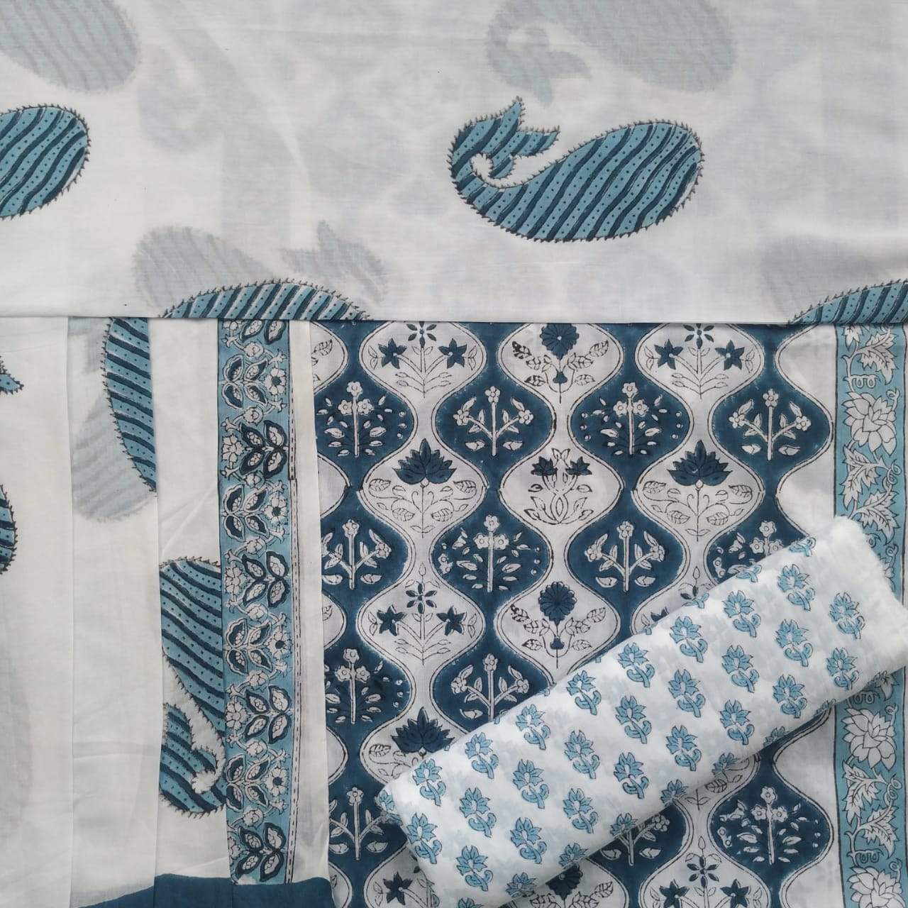 shop hand block print pure cotton suits with mulmul dupatta