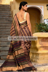 Shop block print tussar silk sarees (TSS05)