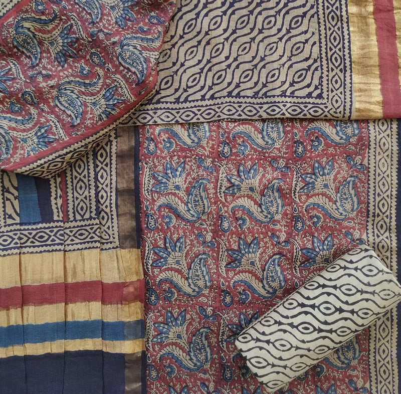 Shop jaipuri print tussar silk suit sets (TUS04)