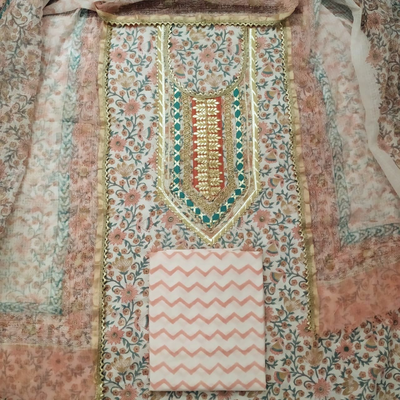 Shalvi's Gota Work Suit with Kota Doria Dupatta (GOTA21)