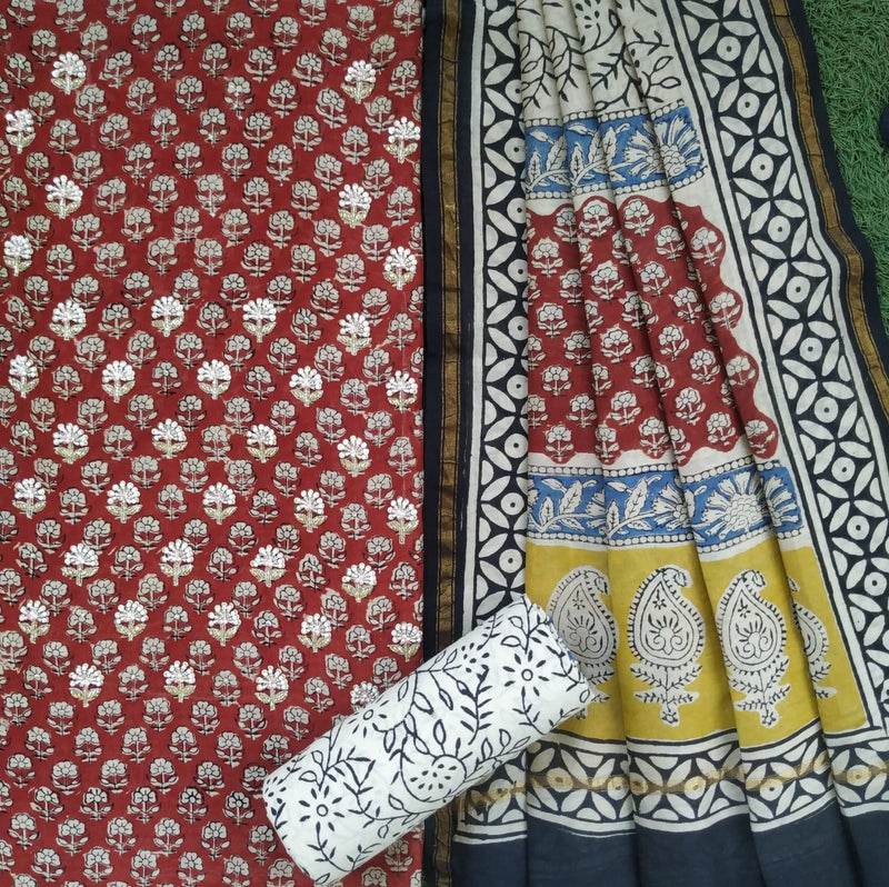 Designer Hand Work Chanderi Silk Suit Set (GOTA01)