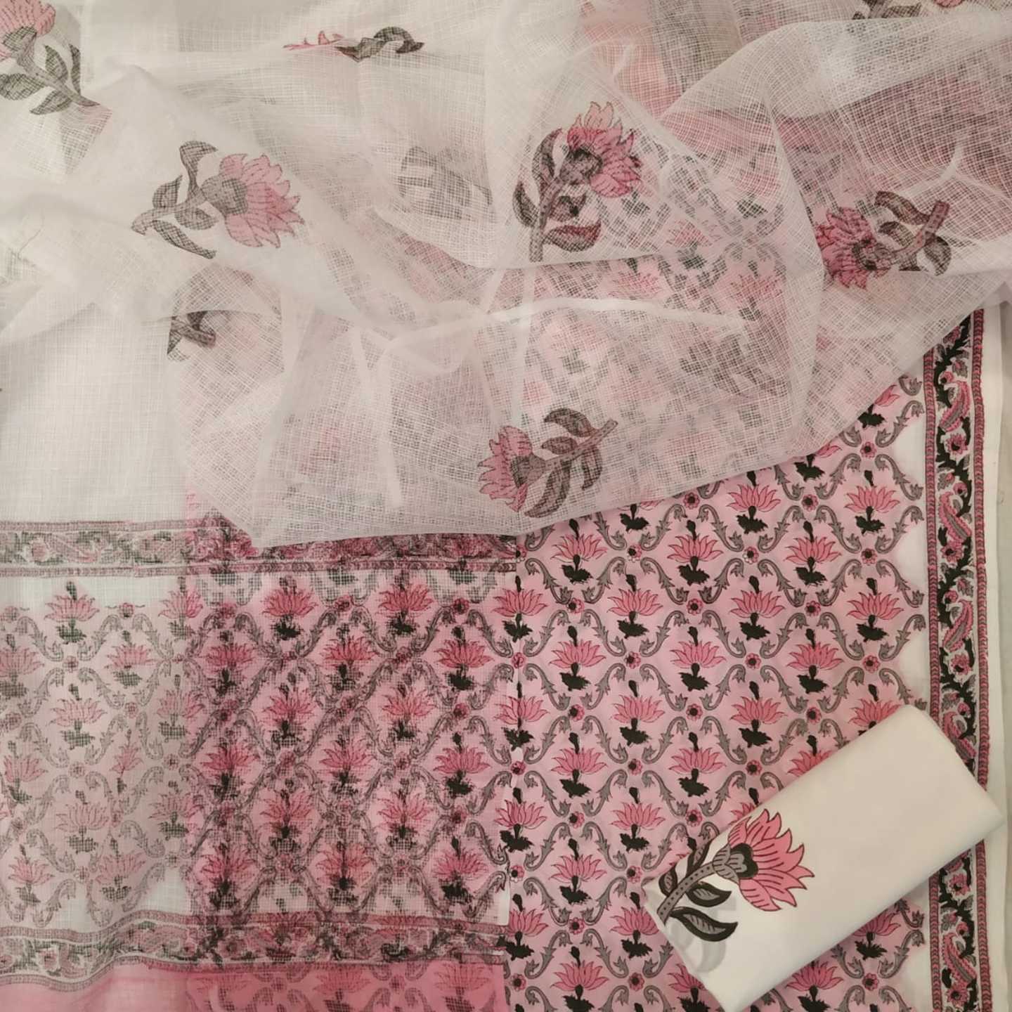 Shalvi Fashion's Premium Kota Doria Dupatta Cotton suit sets  (3CKD03) - ShalviFashion