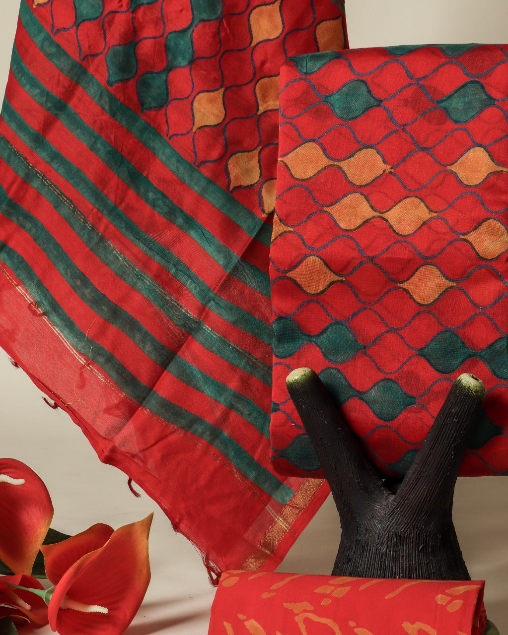 Premium Chanderi Dress Material with Chanderi Silk Dupatta (CHA287) - ShalviFashion