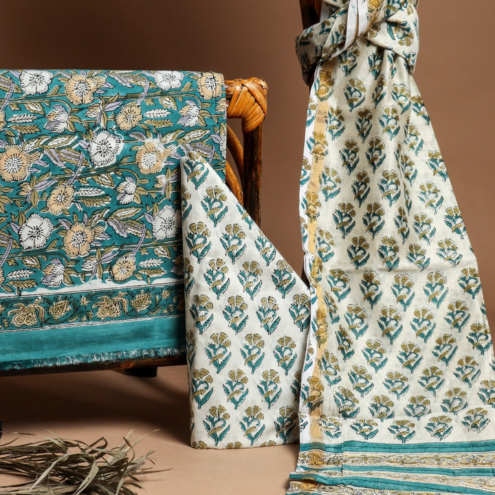 Women's Navy Blue Cotton Printed Unstitched Salwar Suit Material – Peplos  Jeans
