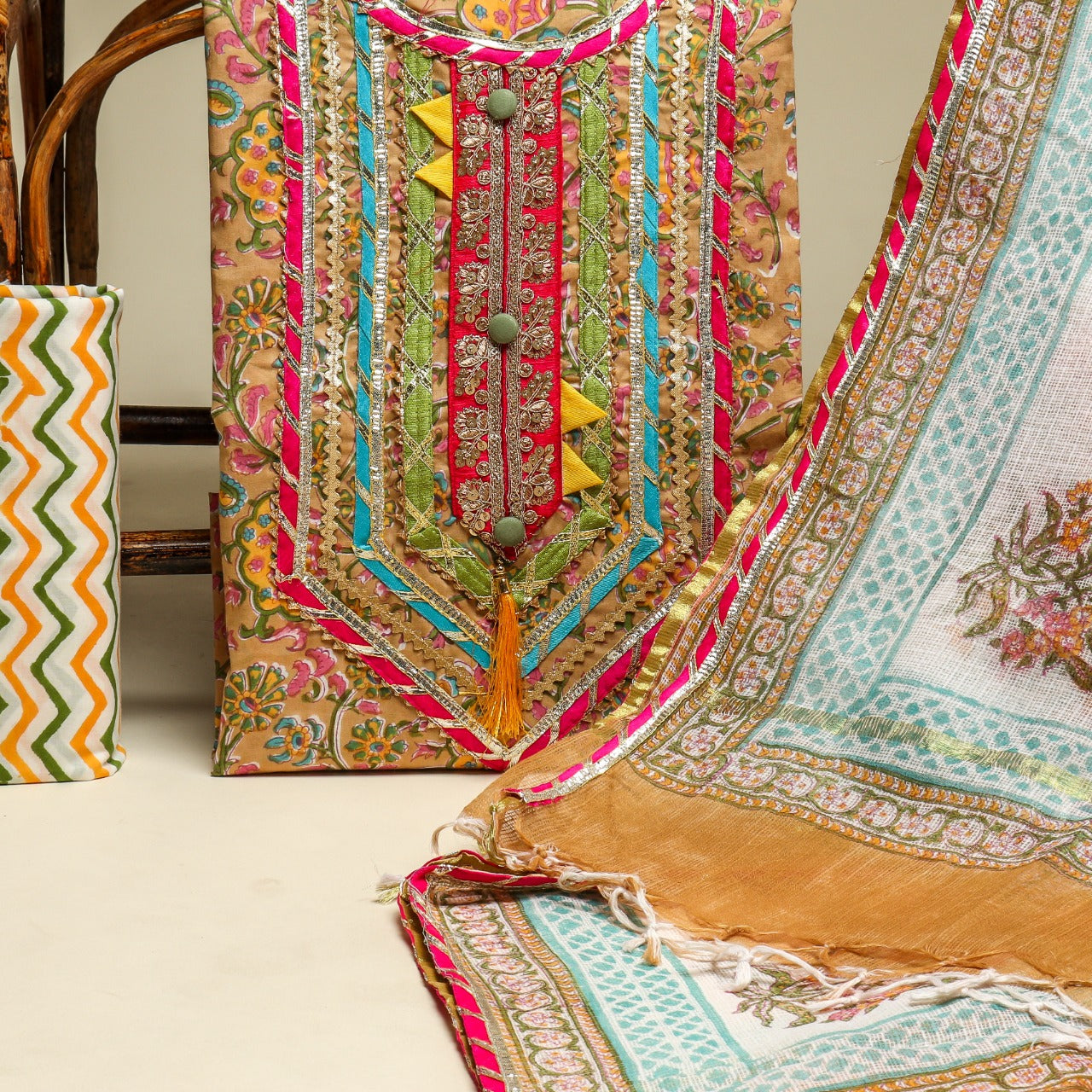 Shop unstitched festive gota work suit sets online (GOTA206KD)
